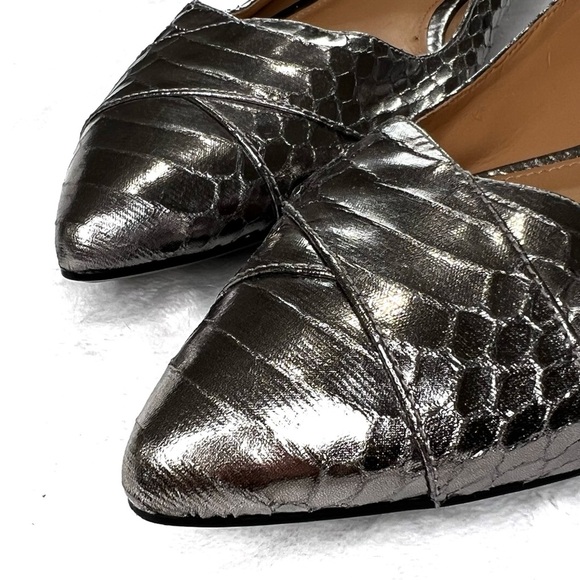 Calvin Klein Flats GAILIA Pointed Toe Shoes Faux Snakeskin Y2K Metallic Silver 9 - Picture 10 of 17